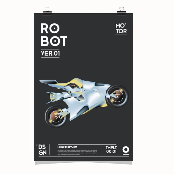 ベクトルのリアルなロボットのイラスト ロボットとおもちゃのデザイン祭ポスター テンプレート — ストックベクタ