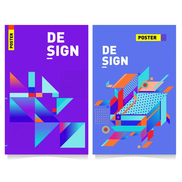 Abstrakta Färgstarka Affisch Designmall Cool Geometriska Omslagsdesign Vector Banner Affisch — Stock vektor