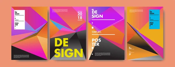 Kleurrijke Abstracte Geometrische Driehoek Poster Cover Ontwerp Minimale Geometrische Patroon — Stockvector