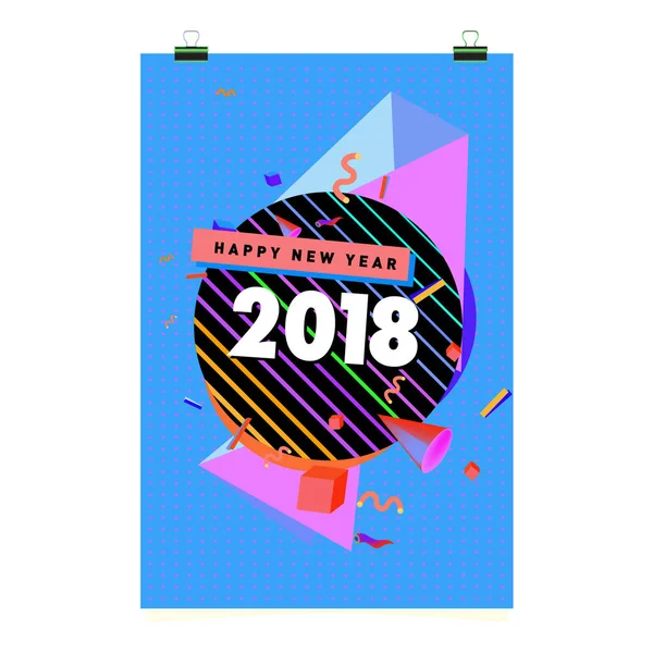 Feliz Año Nuevo 2018 Diseño Abstracto Colorido Elementos Vectoriales Para — Vector de stock