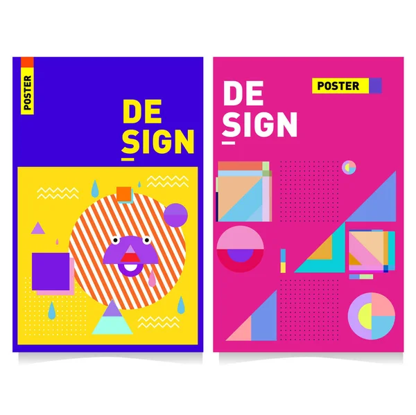 Absztrakt Színes Plakát Design Sablon Hűvös Geometriai Borító Vector Banner — Stock Vector