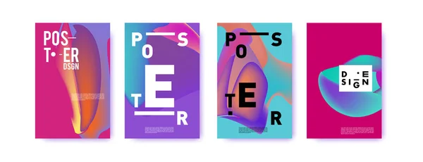 ポスター デザインのカラフルな液体と曲線の色背景を抽象化します ベクター バナー ポスター テンプレート — ストックベクタ