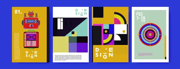 Abstrakta Färgstarka Collage Affisch Designmall Cool Geometriska Och Flytande Omslagsdesign — Stock vektor
