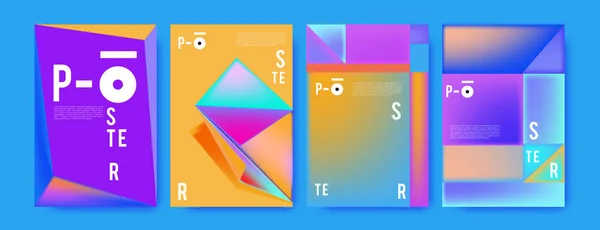 Abstract Kleurrijk Collage Poster Ontwerpsjabloon Cool Geometrische Vloeiende Cover Ontwerp — Stockvector