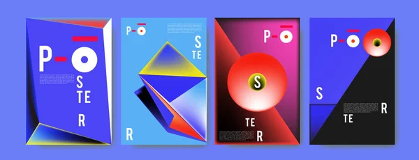 Abstract Kleurrijk Collage Poster Ontwerpsjabloon Cool Geometrische Vloeiende Cover Ontwerp — Stockvector