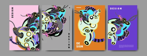 Modello Astratto Colorato Disegno Poster Collage Illustrazione Doodle Design Della — Vettoriale Stock