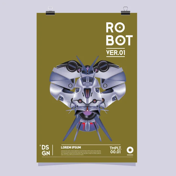 Ilustracja Wektorowa Realistyczne Robot Robot Zabawka Szablon Projektu Festiwal Plakatu — Wektor stockowy