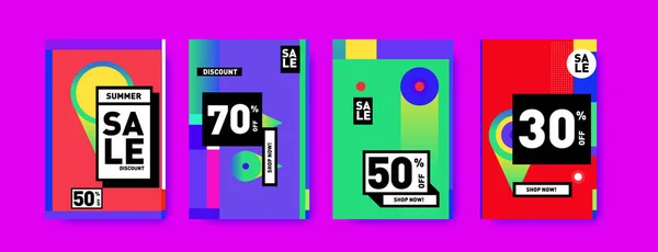 Vente Rabais Ensemble Affiches Fond Coloré Pour Bannière Promotion Publicitaire — Image vectorielle