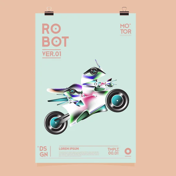 Ilustração Robô Realista Vetorial Modelo Cartaz Festival Design Robô Brinquedo — Vetor de Stock
