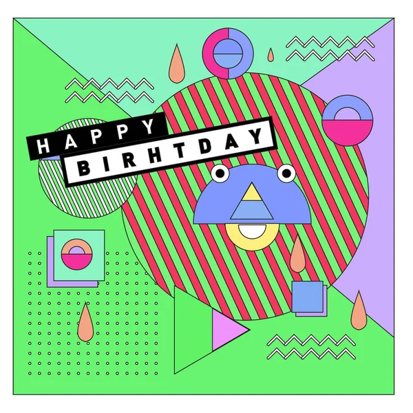 Happy Birthday Memphis Style Vektor Design Für Grußkarten Und Poster — Stockvektor