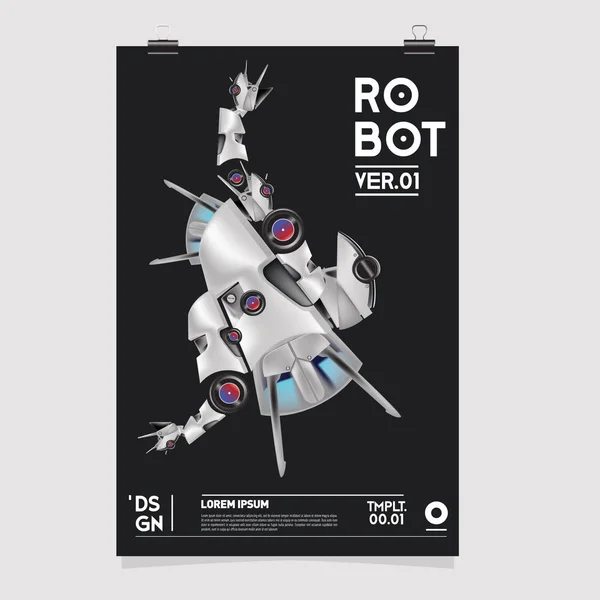 Ilustração Robô Realista Vetorial Modelo Cartaz Festival Design Robô Brinquedo —  Vetores de Stock