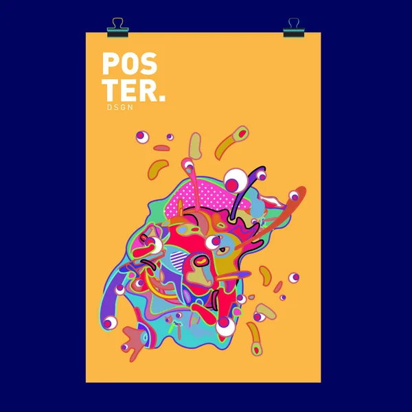 다채로운 포스터입니다 화려한 배경에서 웨이브 모양입니다 디자인 프로젝트에 디자인입니다 일러스트 — 스톡 벡터