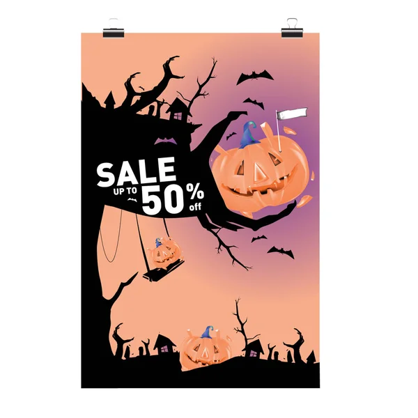 Affiche Halloween Sale Party Event Modèle Vectoriel Halloween Automne Automne — Image vectorielle