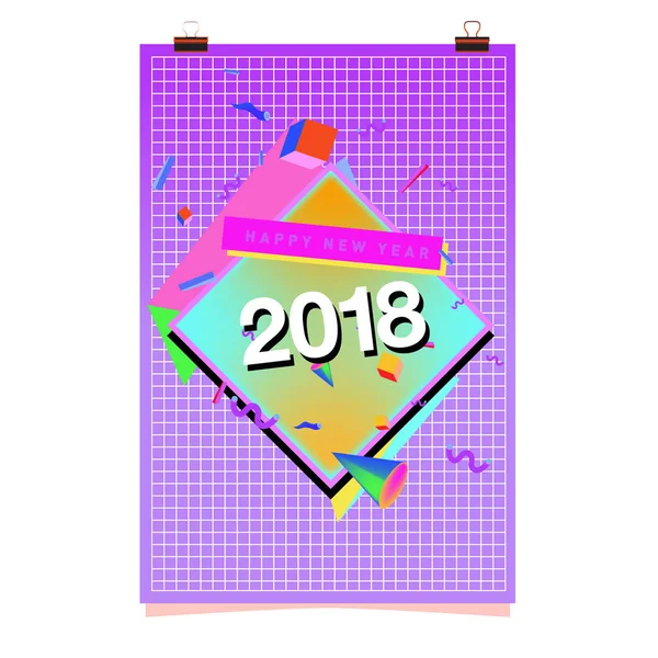 Новим 2018 Роком Барвистий Абстрактний Дизайн Векторні Елементи Календаря Вітальної — стоковий вектор
