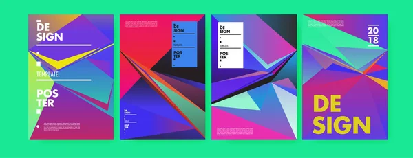 彩色抽象几何三角形海报和封面设计 最小几何图案渐变 — 图库矢量图片