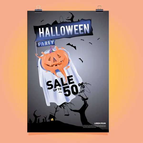 Affiche Halloween Sale Party Event Modèle Vectoriel Halloween Automne Automne — Image vectorielle