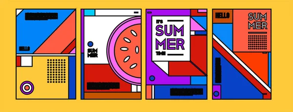 Zomer Kleurrijke Affiche Ontwerpsjabloon Set Zomer Verkoop Achtergrond Afbeelding Minimalistisch — Stockvector