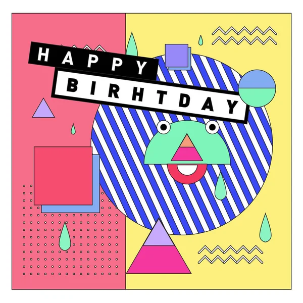 Happy Birthday Memphis Style Vektor Design Für Grußkarten Und Poster — Stockvektor