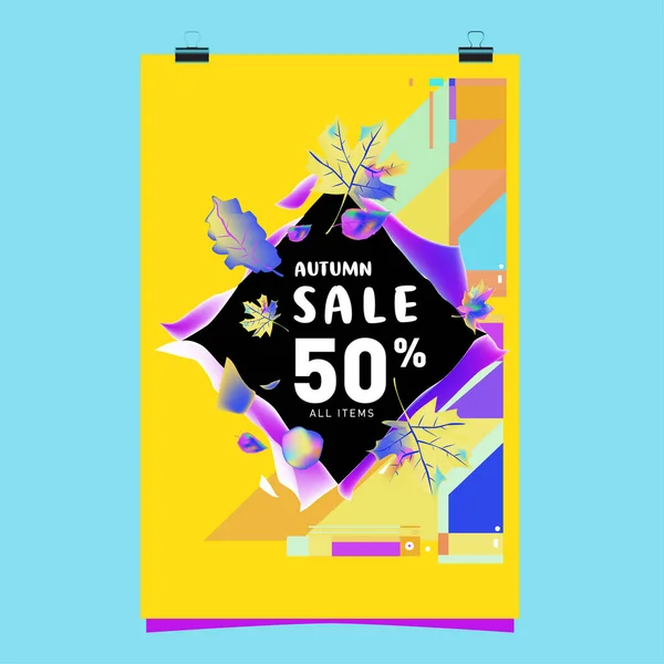 Sale Discount Poster Set Colorful Background Banner Advertising Promotion — Stock Vector