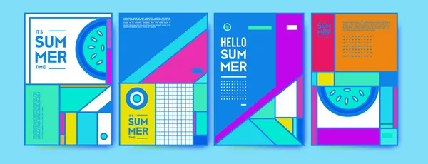 Sommer Bunte Plakatdesign Vorlage Reihe Von Sommerschlussverkauf Hintergrund Und Illustration — Stockvektor