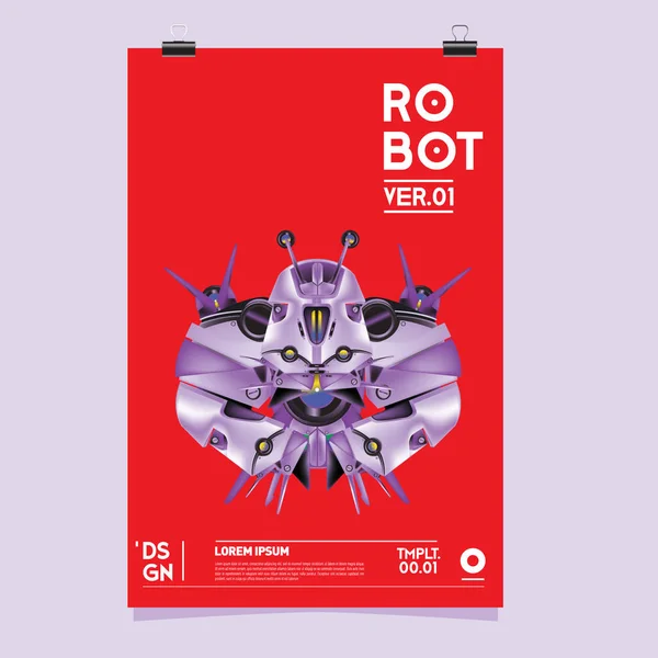 Ilustração Robô Realista Vetorial Modelo Cartaz Festival Design Robô Brinquedo — Vetor de Stock