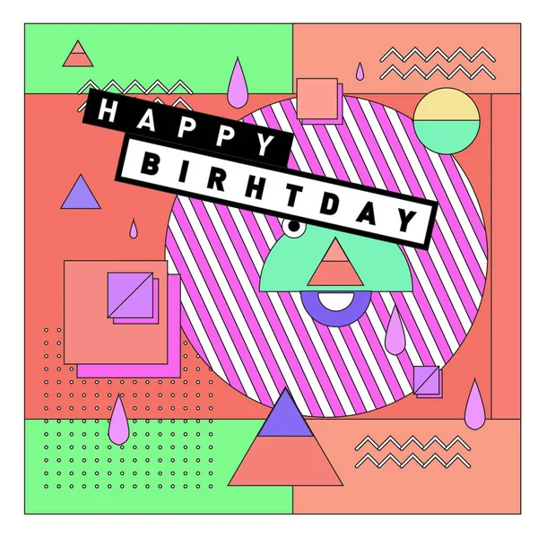 Happy Birthday Memphis Style Vektor Design Für Grußkarten Und Poster — Stockvektor