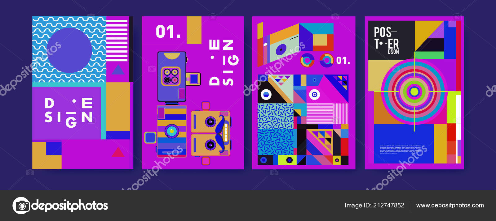 Abstract Colorful Collage Poster Design Template Cool Geometric Fluid Cover Stock Vector C Rebermant