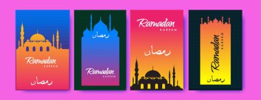 Renkli arka plan tasarımı ile ramazan Kareem için İslam tasarım tebrik kartı şablonu