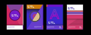 Renkli soyut geometrik üçgen poster ve kapak tasarımı. En az geometrik desen degradeler. 