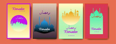Renkli arka plan tasarımı ile ramazan Kareem için İslam tasarım tebrik kartı şablonu