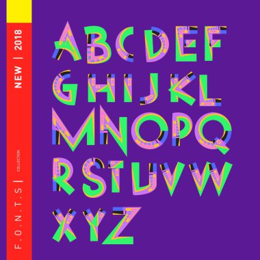 Vektör soyut renkli yazı tipi ve alfabe
