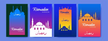 Renkli arka plan tasarımı ile ramazan Kareem için İslam tasarım tebrik kartı şablonu