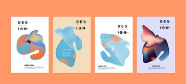Renkli soyut sıvı ve sıvı poster ve kapak tasarımı. En az geometrik desen degradeler arka planlar