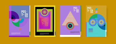 Soyut renkli poster tasarım şablonu. Serin geometrik kapak tasarımı. Vektör afiş poster şablonu
