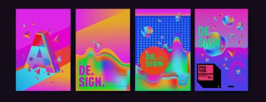 Vektör renkli Retro alfabesi. Techno ve robot tarzı ile tasarım ve çizim şablonu için benzersiz yazı tipleri. Tipografi için poster ve başlık yayını.