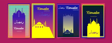 Renkli arka plan tasarımı ile ramazan Kareem için İslam tasarım tebrik kartı şablonu
