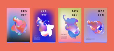 Renkli soyut sıvı ve sıvı poster ve kapak tasarımı. En az geometrik desen degradeler arka planlar