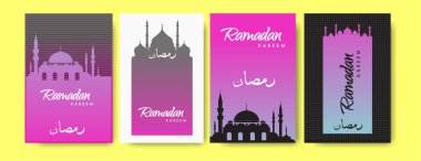 Renkli arka plan tasarımı ile ramazan Kareem için İslam tasarım tebrik kartı şablonu