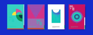 Soyut renkli poster tasarım şablonu. Serin geometrik kapak tasarımı. Vektör afiş poster şablonu