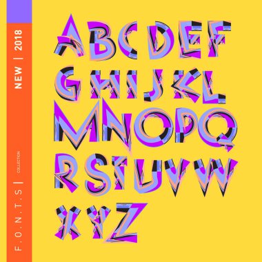 Vektör soyut renkli yazı tipi ve alfabe
