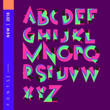 Vektör soyut renkli yazı tipi ve alfabe