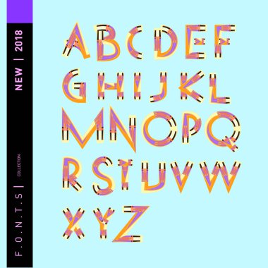 Vektör soyut renkli yazı tipi ve alfabe