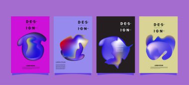 Renkli soyut sıvı ve sıvı poster ve kapak tasarımı. En az geometrik desen degradeler arka planlar