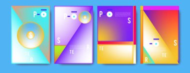 Soyut renkli kolaj poster tasarım şablonu. Serin geometrik ve sıvı kapak tasarımı