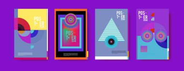 Soyut renkli poster tasarım şablonu. Serin geometrik kapak tasarımı. Vektör afiş poster şablonu
