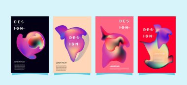 Renkli soyut sıvı ve sıvı poster ve kapak tasarımı. En az geometrik desen degradeler arka planlar