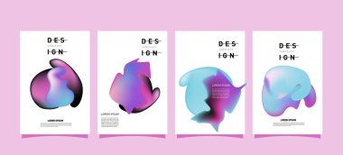 Renkli soyut sıvı ve sıvı poster ve kapak tasarımı. En az geometrik desen degradeler arka planlar