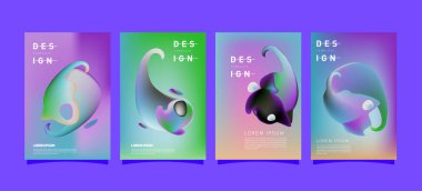Renkli soyut sıvı ve sıvı poster ve kapak tasarımı. En az geometrik desen degradeler arka planlar