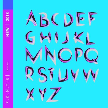 Vektör soyut renkli yazı tipi ve alfabe