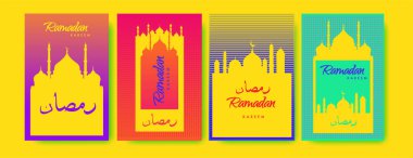 Renkli arka plan tasarımı ile ramazan Kareem için İslam tasarım tebrik kartı şablonu